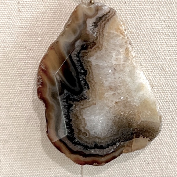 NWT Sheila Fajl Oversized Agate Pendant Necklace w/ Rose Gold-Tone Chain - Picture 7 of 10